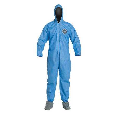 Dupont Hooded Disposable Coverall, 25 PK, Blue, SMS, Zipper PB122SBUMD002500