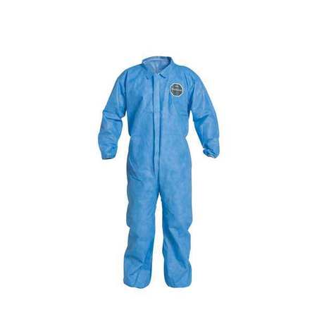 Dupont Collared Disposable Coverall, 25 PK, Blue, SMS, Zipper PB125SBU2X002500