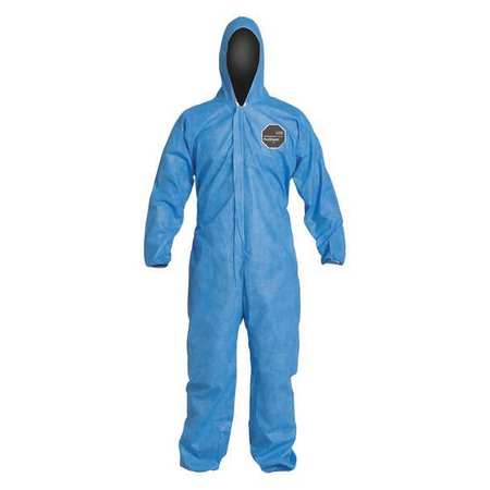 DUPONT Hooded Disposable Coverall, 25 PK, Blue, SMS, Zipper PB127SBU5X002500