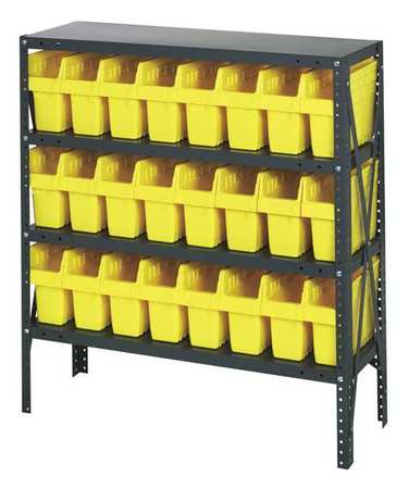 QUANTUM STORAGE SYSTEMS Steel Bin Shelving, 36 in W x 39 in H x 12 in D, 4 Shelves, Yellow 1239-SB801YL