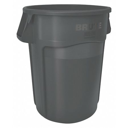 Rubbermaid Commercial 32 gal Round Trash Can, Black, 22 in Dia, Open Top, Polyethylene 1867531