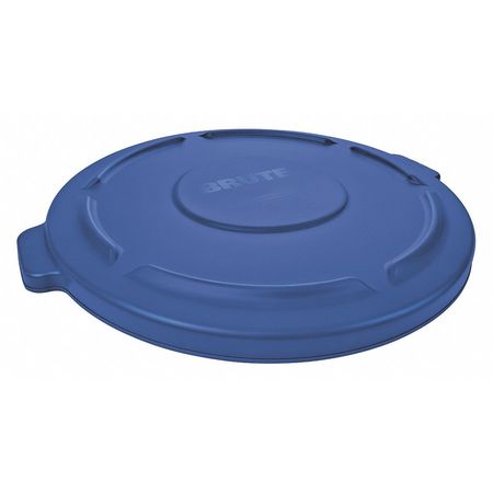 Rubbermaid Commercial 44 gal Flat Trash Can Lid, 24 1/2 in W/Dia, Blue, Resin, 0 Openings 1779636