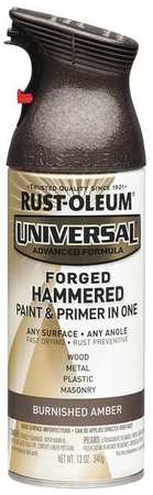 Rust-Oleum Spray Paint, Bonzed Amber, Forged Hammered, 12 oz 271480