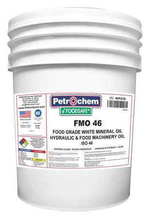 PETROCHEM 5 gal Pail, Hydraulic Oil, 46 ISO Viscosity, 20 SAE FOODSAFE FMO 46-005
