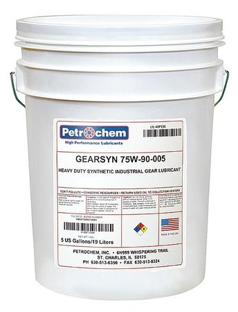 PETROCHEM 5 gal Gear Lubricant Pail Not Specified ISO Viscosity, 75W SAE, Amber GEARSYN 75W-90-005