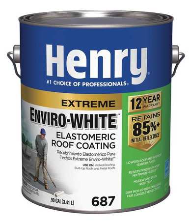 Henry Elastomeric Roof Coating, 1 gal, Pail, White HE687046