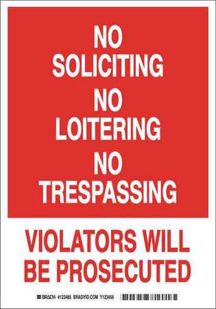 BRADY Security Sign, 10X7", White/Red, Width: 7" 123484