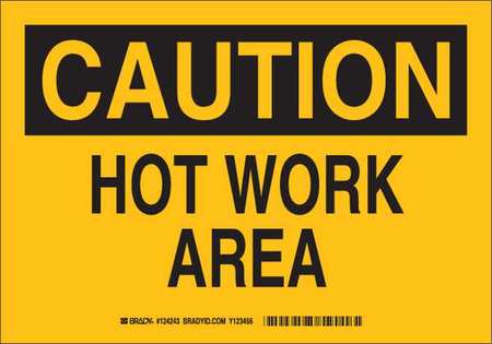 BRADY Caution Sign, 7 in H, 10 in W, Polyester, Rectangle, English, 124243 124243