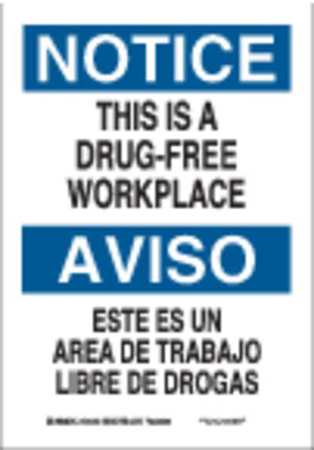 BRADY Bilingual Safety Sign, 14 in H, 10 in W, Plastic, Rectangle, English, Spanish, 125071 125071