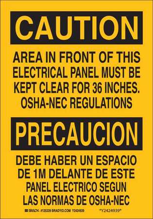 Brady Bilingual Sign, 14X10", Black/Yellow, Sign Background Color: Yellow 125341