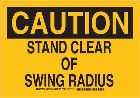 BRADY Caution Sign, 10 in Height, 14 in Width, Polyester, Rectangle, English 127697