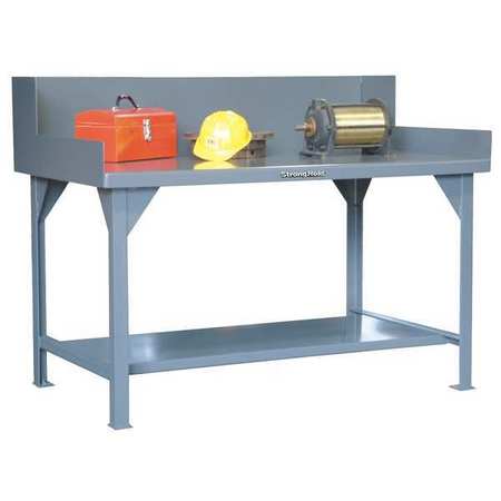 STRONG HOLD Industrial Shop Table with Side Guards, Steel, 120" W, 34" Height, 12,000 lb., Straight T12030SG