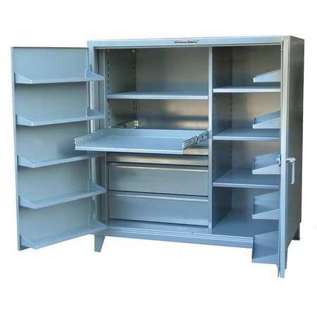 STRONG HOLD 12 ga. Steel Storage Cabinet, 60 in W, 66 in H, Stationary 55-364-1SOS-4DB