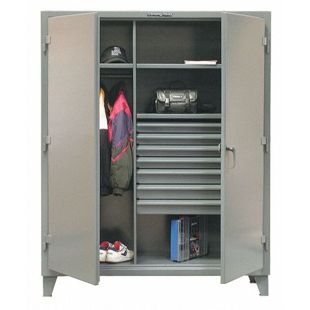 STRONG HOLD 12 ga. Steel Pegboard Storage Cabinet, 48 in W, 78 in H, Stationary 46-W-243-7DB-PB