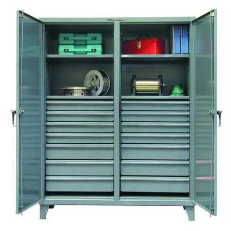 STRONG HOLD 12 ga. ga. Steel Storage Cabinet, 72 in W, 78 in H, Stationary 66-DS-244-14DB