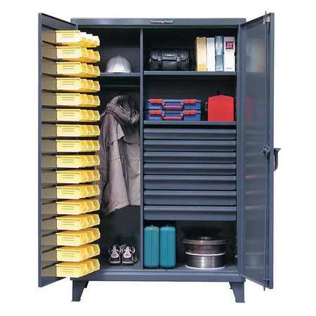 STRONG HOLD Super Duty Bin Cabinet, 48 in W, 78 in H, 24" D, 48 Bins 46-WBD-243-7DBLD