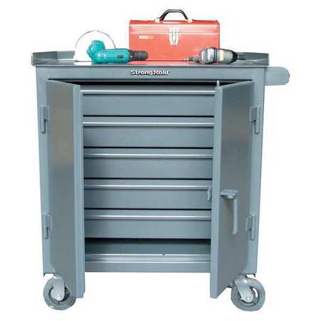 STRONG HOLD Rolling Tool Cabinet, 5 Drawer, Gray, Steel, 36 in W x 24 in D x 36 in H 3-TC-240-5DB