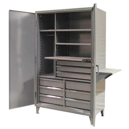 STRONG HOLD 12 ga. ga. Steel Storage Cabinet, 48 in W, 78 in H, Stationary 46-W-244-9/5DB-1SOS-VS