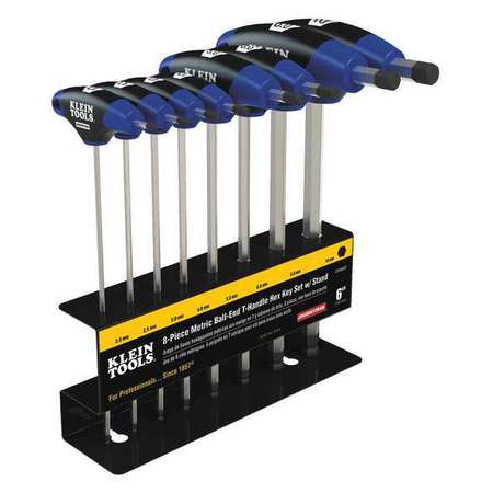 Klein Tools Hex Kit Set, Metric, Ball End T-Handle, 6-Inch with Stand, 8-Piece JTH68MB