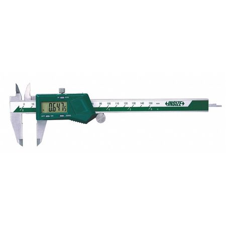 Insize Digital Caliper, SS, 0-6"/0-150mm Range 1108-150CAL