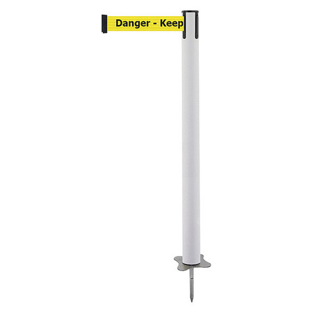 TENSABARRIER Spike Post, White Post, 43" H 884-32-MAX-YDX-C