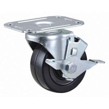 ZORO SELECT Plate Caster, 198 lb. Load Rating, Swivel 400K69