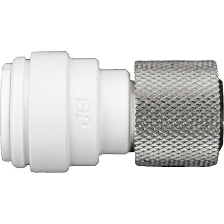 John Guest Push-to-Connect, Threaded Female Connector, 3/8 in Tube Size, Polypropylene, White, 10 PK PSEI6012U9