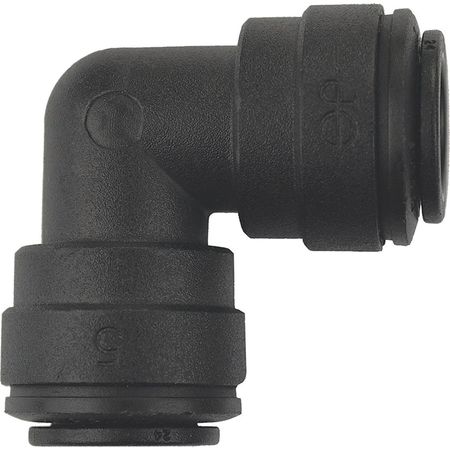 JOHN GUEST Push-to-Connect Union Elbow, 3/8 in Tube Size, Polypropylene, Black, 10 PK PP0312E