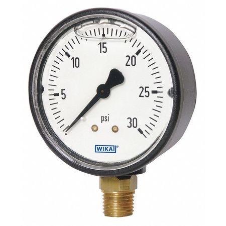 Wika Pressure Gauge, 0 to 15 psi, 1/4 in MNPT, Black 113.13.20.15.L