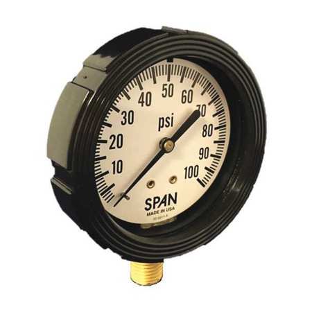 Span Pressure Gauge, 0 to 300 psi, 1/4 in MNPT, Black LFS-220-300#/KPA-G