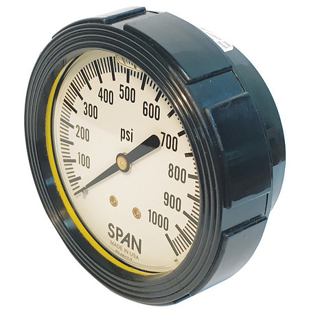 SPAN Pressure Gauge, 0 to 1000 psi, 1/4 in MNPT, Black LFC-220-1000-G