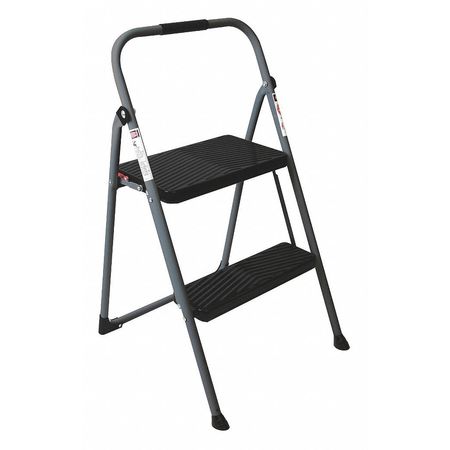 Werner 2 Steps, Folding Steel Step Stand, 225 lb. Load Capacity, Gray/Black S222GY-6