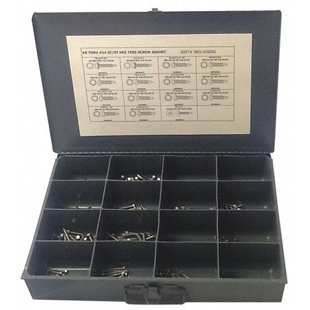 Zoro Select Tapping Screw Assortment, Stainless Steel, Plain Finish JBDL16SDSS