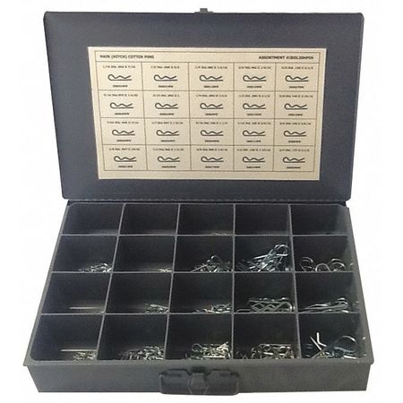 Zoro Select Pin Assortment, 20 Sizes, 1100 pcs. JBDL20HPIN