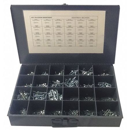 Zoro Select Tapping Screw Assortment, Steel, Zinc Plated Finish JBDL24HSDS