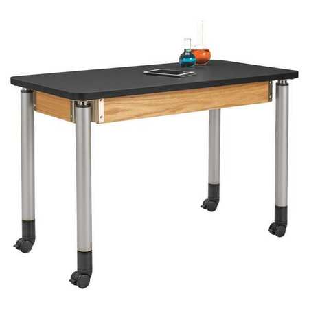 DIVERSIFIED SPACES Adjustable Table, Black/Oak, Wood Frame P8101K