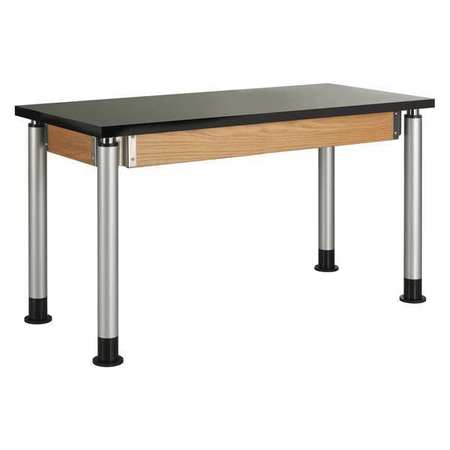 DIVERSIFIED SPACES Adjustable Table, Black/Oak, 50" D P8102BK