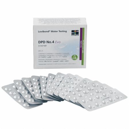 LOVIBOND Safest Tablet, Test Total Chlorine, 250PK DPD NO.4 EVO TABLETS