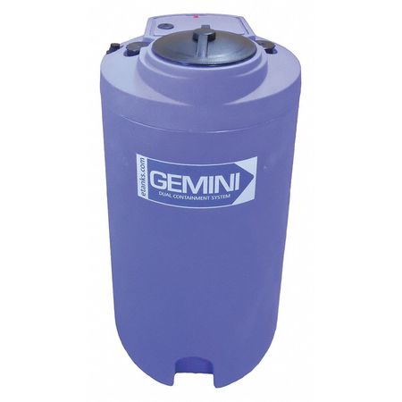 PEABODY ENGINEERING Storage Tank, Double Wall Vertical, LDPE 1.9, Blue, 40 Gal Dome 01-29775