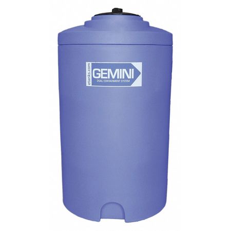 PEABODY ENGINEERING Storage Tank, Double Wall Vertical, LDPE 1.5, Blue, 65 Gal 01-29920