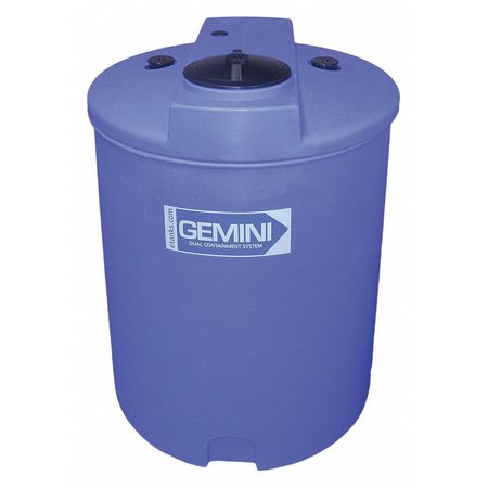 PEABODY ENGINEERING Gemini®Dual Containment® Storage Tank, Double Wall, Vertical, Cylindrical, LDPE 1.5, Blue, 120 Gal 01-14870