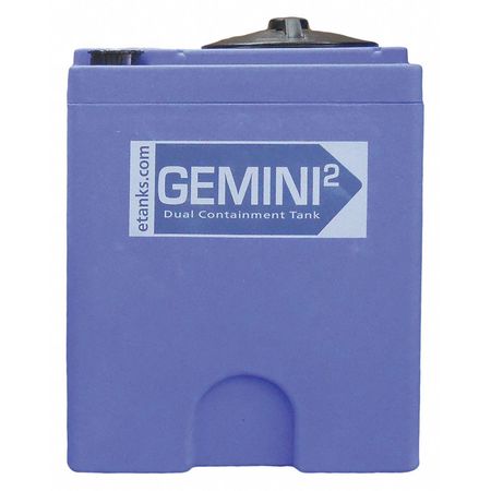 PEABODY ENGINEERING Gemini®Dual Containment® Storage Tank, Double Wall, Square, LDPE 1.5, Blue, 20 Gal 01-29333