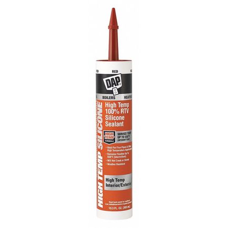 Dap Waterproof RTV Silicone Sealant, 10.3 oz, Red, Temp Range 40 to 500 Degrees F 08013