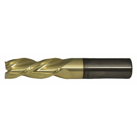 CLEVELAND 3-Flute Carbide Square Single End High-Perf End Mill for Alum CTD CEM-AM3-ZN ZrN 1/2x1/2x1-1/4x3 C72359