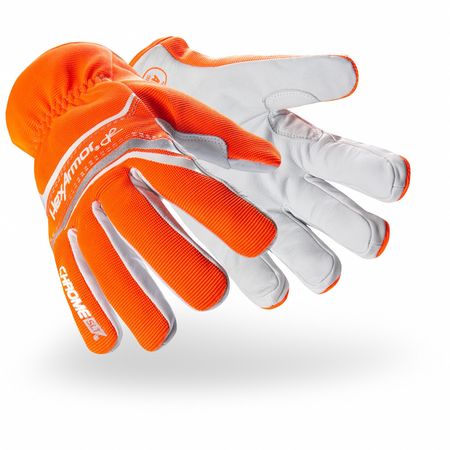 HEXARMOR Safety Gloves, Orange/White, M, PR 4075-M (8)