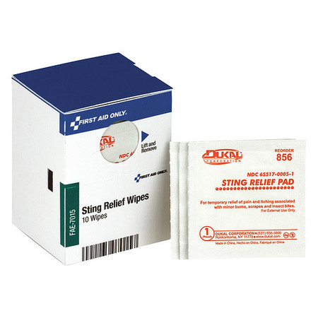 FIRST AID ONLY Bite and Sting Pads, White, 10/Box FAE-7015