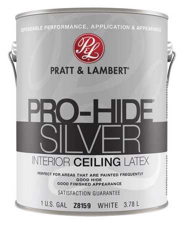 Pratt & Lambert Interior Ceiling Paint, Flat, Latex Base, White, 1 gal 0000Z8159-16