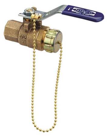 NIBCO 3/4" FNPT x Hose Cap Bronze Ball Valve Inline T58570HC 3/4