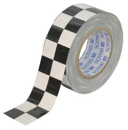 BRADY Aisle Marking Tape, 2In W, 100Ft L, Blk/Wht 121913