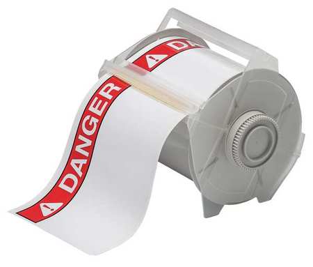 Brady Thermal Transfer Label, White/Red, Labels/Roll: 165 121557